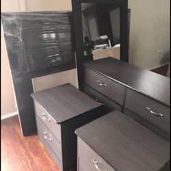 5 Pieces Bedroom Set Including 1 Headboard 1 Dresser 1 Mirror 2 Night Stand
