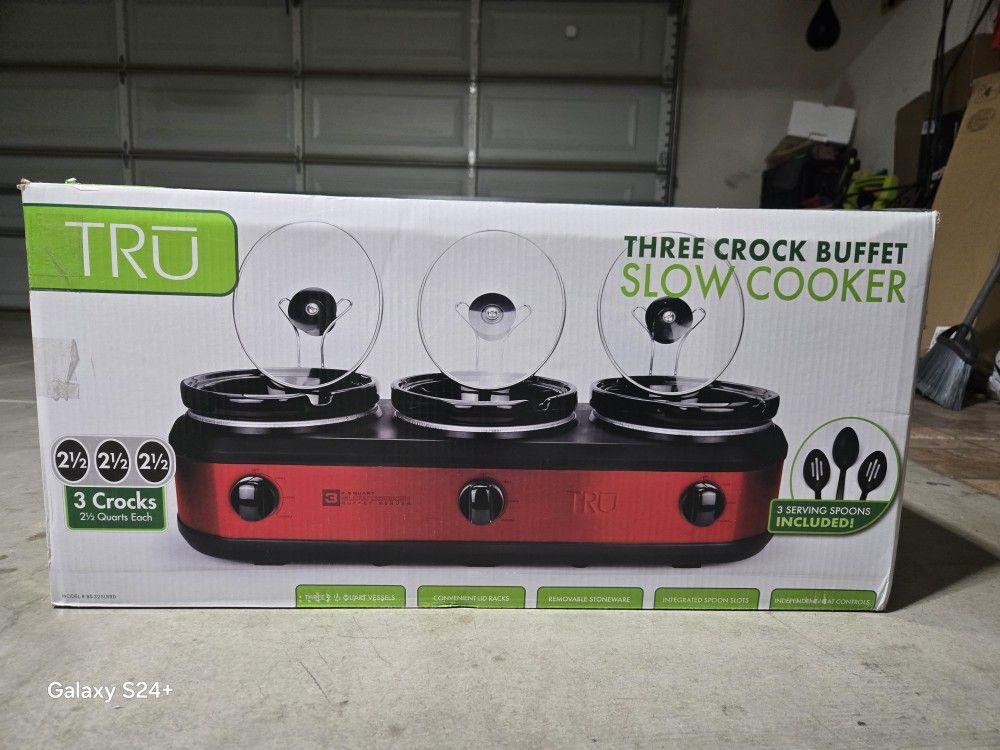 Tru Three Crock Buffet Slow Cooker