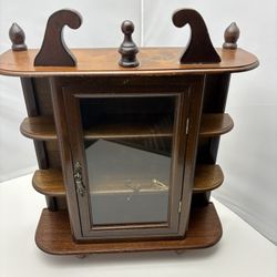 Vtg Display Cabinet Wood Glassy Door Table Top Wall Hang 