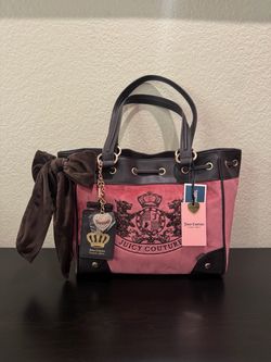 juicy couture classic scottie dogs tote bag in chateau rose/choco