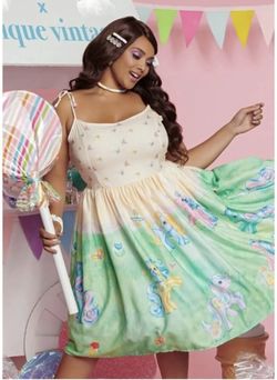 $50 MY LITTLE PONY NWT BRAND NEW SIZE 14 RAINBOW BUTTERFLY UNIQUE VINTAGE DRESS PINUP SWING SUN SPRING SUMMER HALLOWEEN PONIES HORSE NOVELTY FUN CUTE 