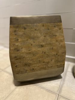 Gold Pattern Ceramic Wastebasket Or Planter