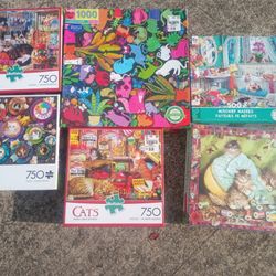 Lot Of 6 Cat Jigsaw Puzzles 13.00