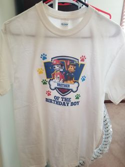 Paw Birthday Boy patrol Family Customized matching WHITE and Blue T-Shirts