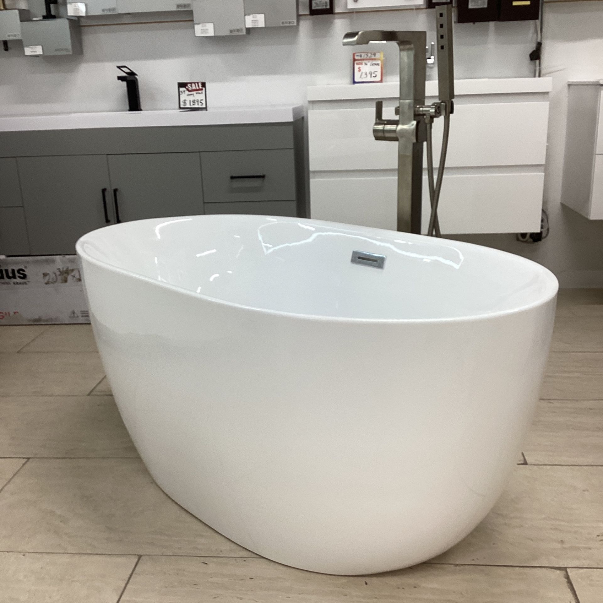 51” Sea breeze White Acrylic Freestanding Bathtub Built In Metal Frame With Adjustable Feet