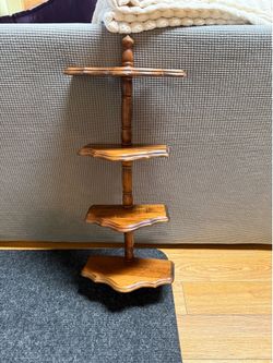 Vintage Solid Wood 4-Tier Hanging Wall Shelf | Colonial Display Shelf