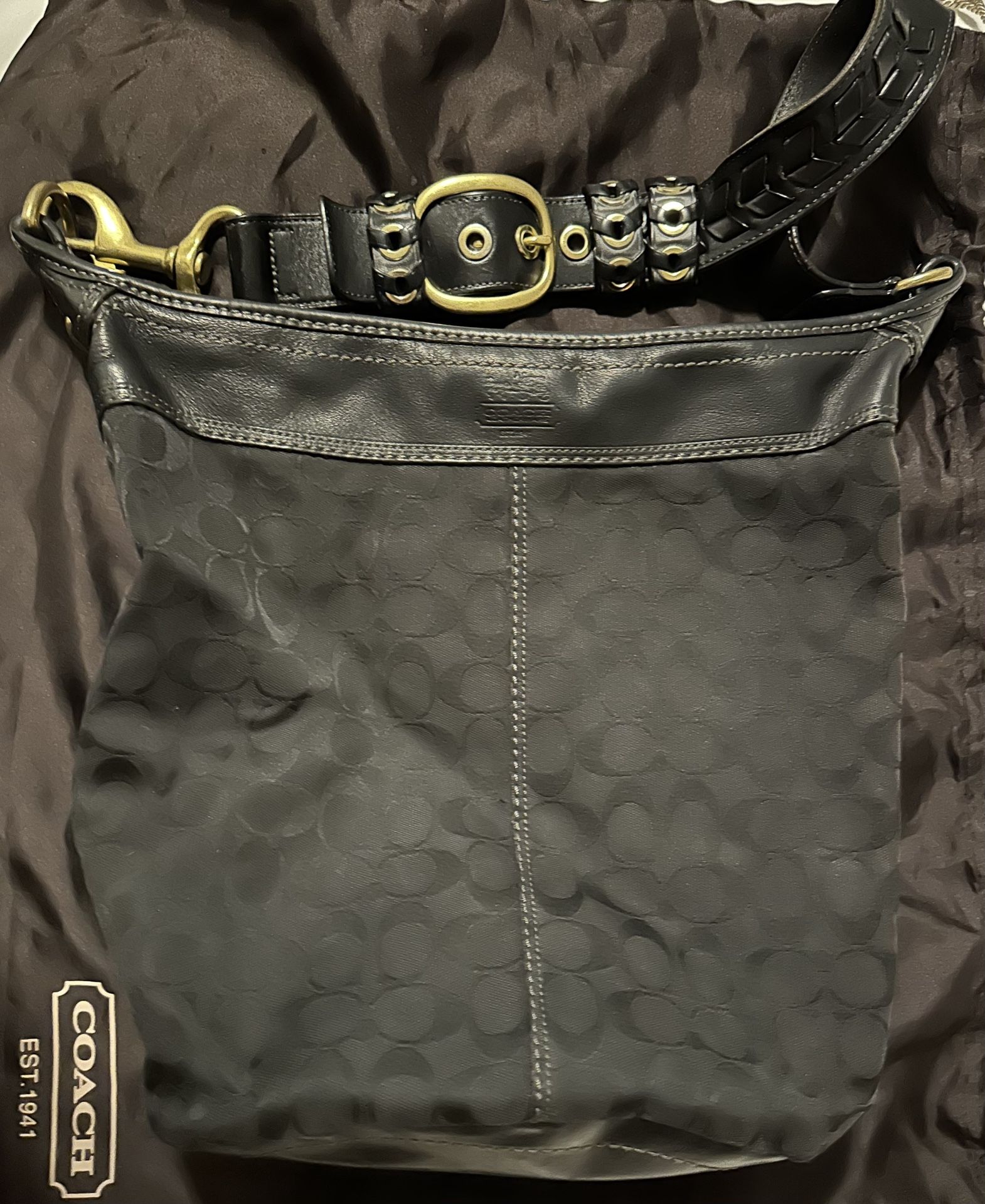 Vintage Black Coach Large Hobo Style Handbag