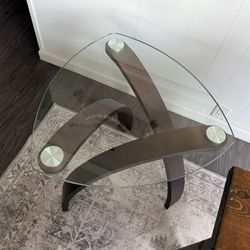 Glass Top, Wood Leg, Coffee/Side Table 