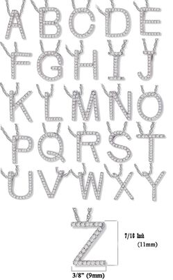 14k white gold diamond initials pendant Any initial A to Z