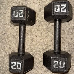 Cast Iron hex dumbells 20lbs