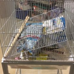 Bird Cage With Stand And Accessories 17 1/2 X 17 1/2 X 50