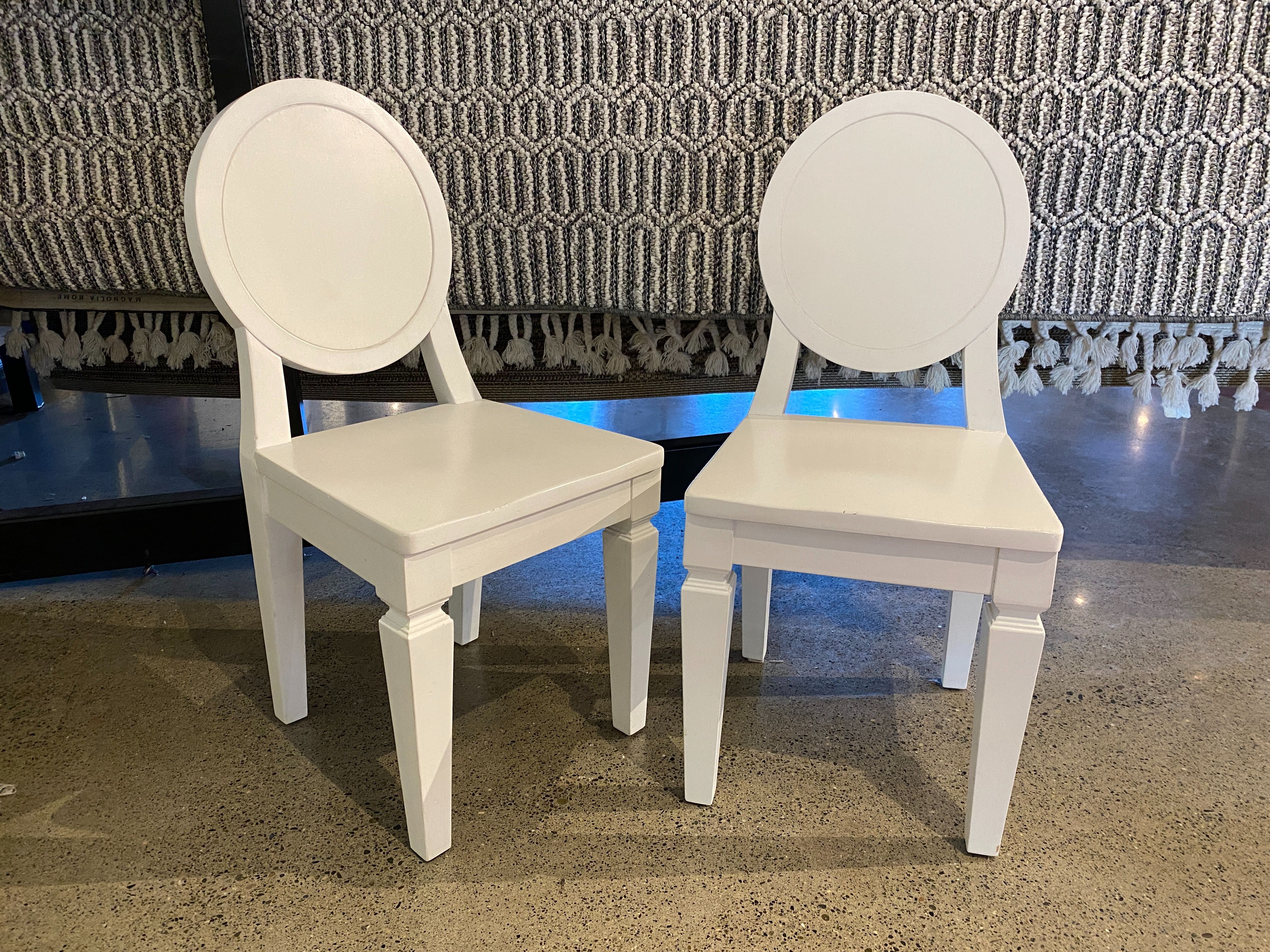 RESTORATION HARDWARE Baby & Child White Wooden Contemporary Play Chair (Set of 2)