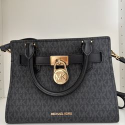 Michael Kors Hamilton Satchel (Black/Gold)