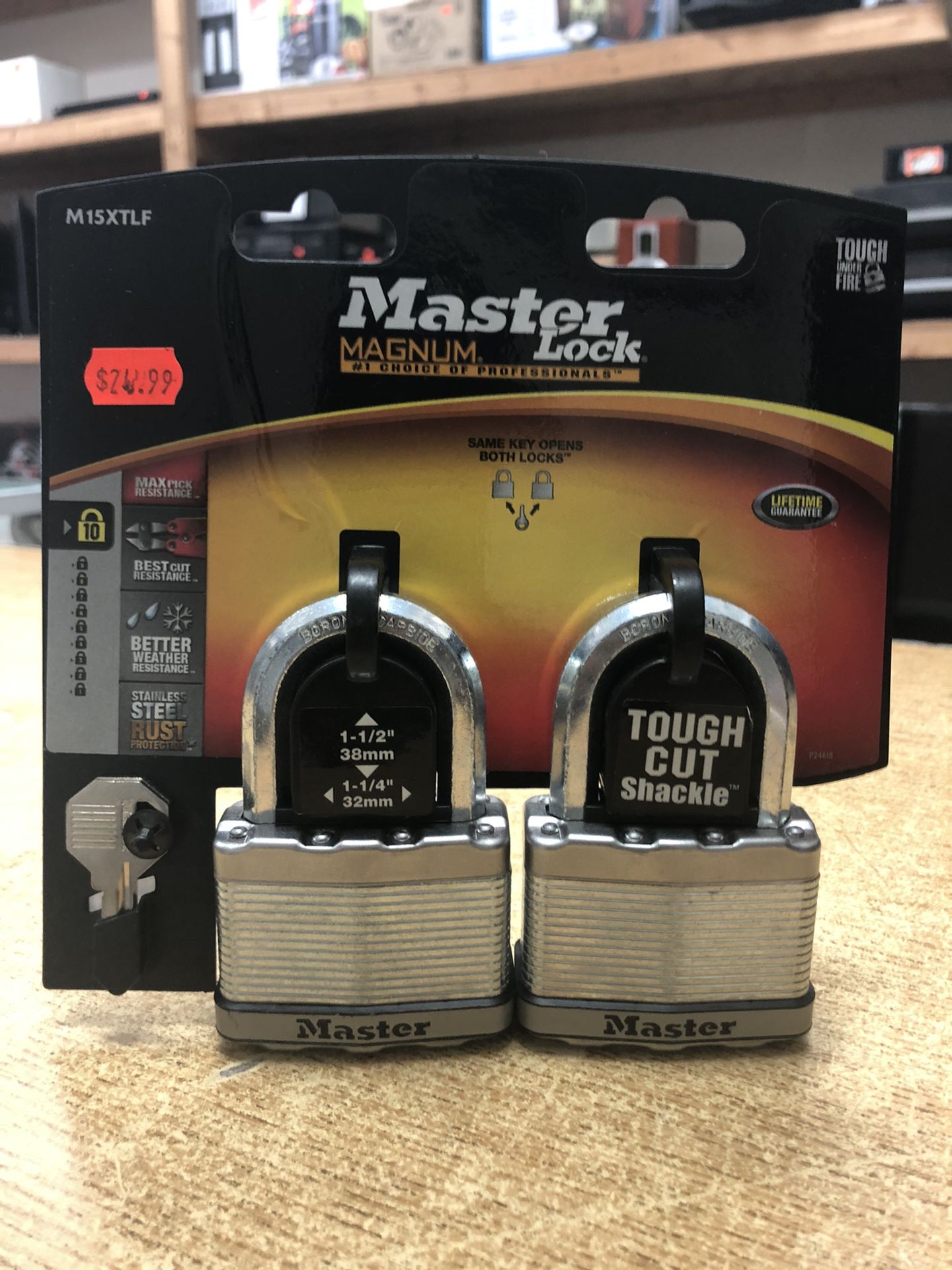 Master Lock Padlock, Magnum Laminated Steel Lock, 2-1/2 in. Wide, M15XTLF (Pack of 2-Keyed Alike) ........