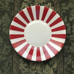 Crate And Barrel Peppermint Stripe Ceramic, 8 1/2”, Salad /dessert Plate