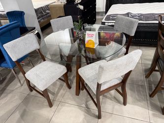 5pc Dining Set ✨ Round Glass Top