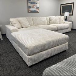Light Gray Corduroy Fluffy Modular Sectional Sofa 