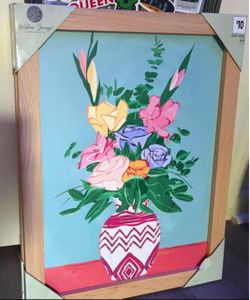 Willow Spring - White & Pink Vase Framed Floral Wall Art (19x15)