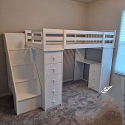 🌝$10 Down Payment Financing and Delivery availableFreya White Finish Loft Bed