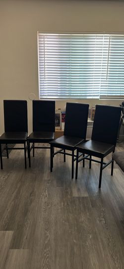 Set of 4 Dark Brown Faux Leather Dining Chairs