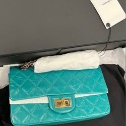 Chanel Quilted Green Leather Small Flap Bag NEW