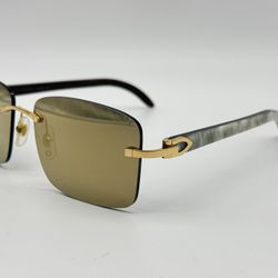 CARTIER C DECOR WHITE GENUINE BUFFALO HORN SUNGLASSES 100% AUTHENTIC MSRP $3900