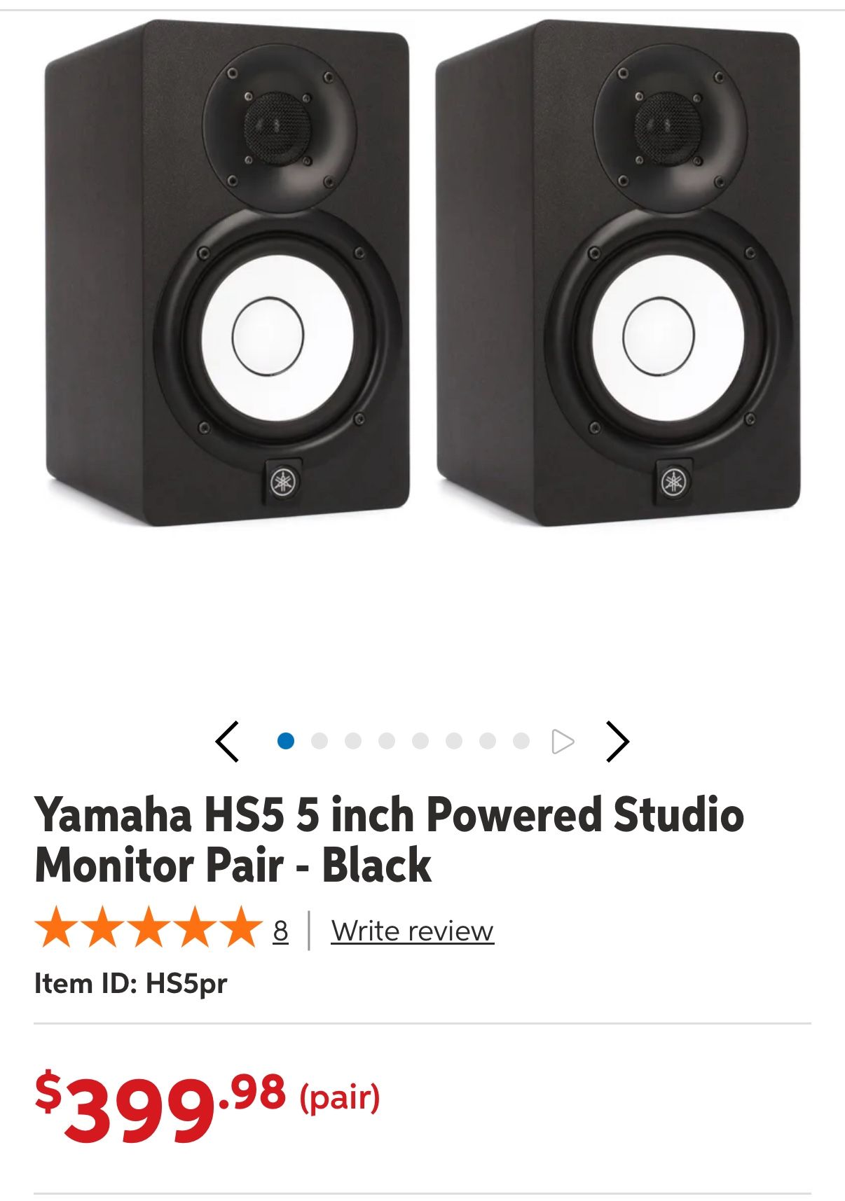 Yamaha Hs5 Retail 399 Plus Tax With Me 250 Only Free Delivery