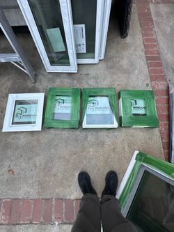 Windows One piece they do not open  Price is firm  I have 4 available the size is in the pictures  Brand new  Vinyl material  Double glass