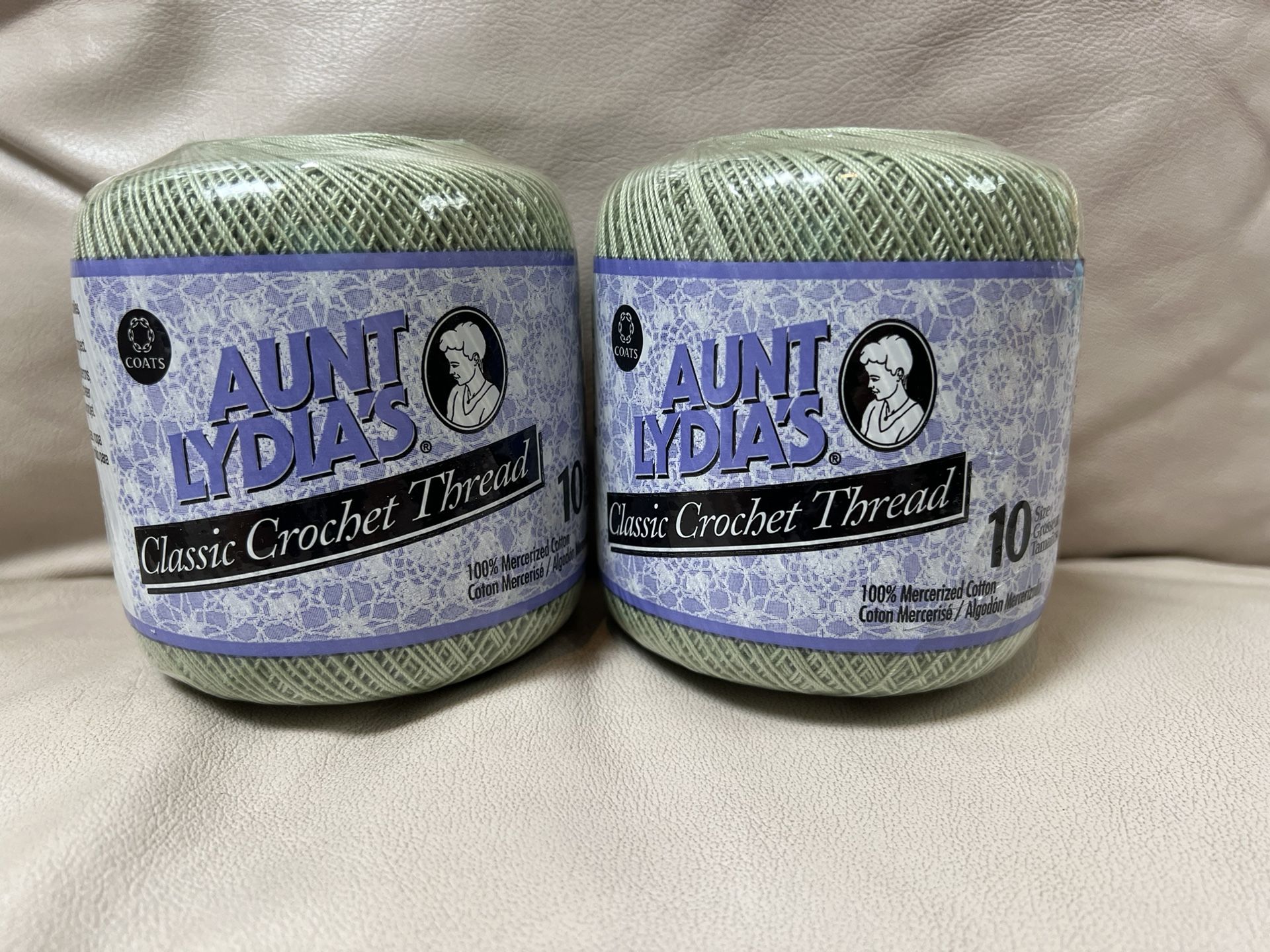Aunt Lydia’s 100% Mercerized Cotton Crochet Thread - Frosty Green Color (2 Qty)