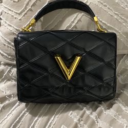 Hand Bag Black With Gold Hardware