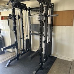 PRO SERIES Ultimate 3-1 Half Rack Functional Trainer w/Smith Machine Bar | 400lb Stack | Gym Equipment | Fitness | Commercial | Squat Rack 
