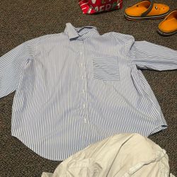 Blue Stripped Button Down Dress Shirt 