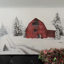 Canvas painting and garland