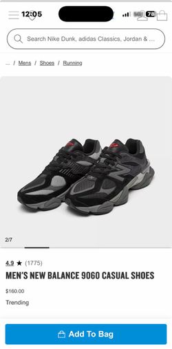 9060 new balance size 9, one black and gray
