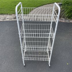 White Rolling Metal Wire Rack 