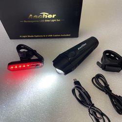 USB Rechargeable Bike Light Set Front and Rear Lights