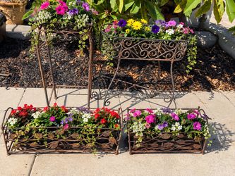Wrought Iron Garden Planter Stand Set