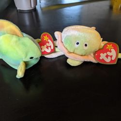 Teenie Beanie Babies 1999 - Goochy the Jellyfish & Coral the Fish 