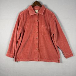 L.L.Bean Women's XL Corduroy Button Shirt Coral
