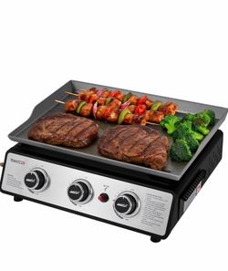 Royal Gourmet PD1301S Portable 3-Burner Tabletop Gas Griddle, 25,500 BTU Cooking Power, 304 Sq. In. Cooking Surface, Ideal for Camping & Tailgating, B