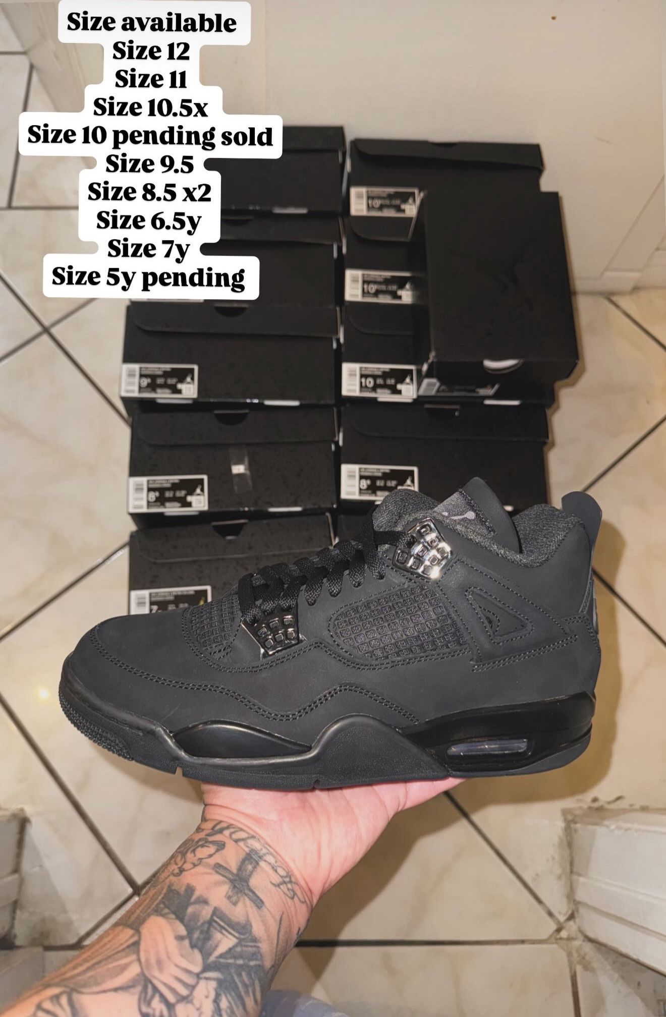 Jordan 4 Black Cats Multiple Sizes