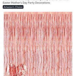 Rose gold fringe streamer curtain