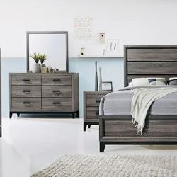FULL SIZE BEDROOM SET ELEGANT INFORMALITY  W METAL  ON  METAL GLIDES !! (BED FRAME, DRESSER MIRROR, NIGHT STAND &CHEST  