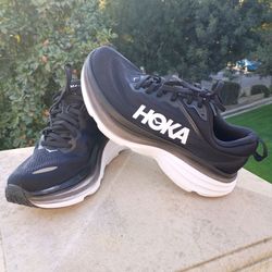 Hoka Running Sneakers Black White, size 8.5