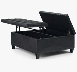 Black Tufted Storage Ottoman Coffee Table