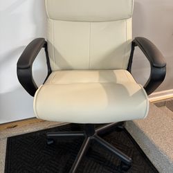 Brand New Beige/Brown Bonded Leather Height Adjustable Reclining Office Chair