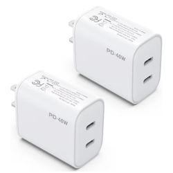 40W USB C Charger Block (2-Pack), Dual USB-C Port Power Adapter - Phone Charger with Fast Charging Capability, Type C Wall Charger for iPhone 17/17 Pr