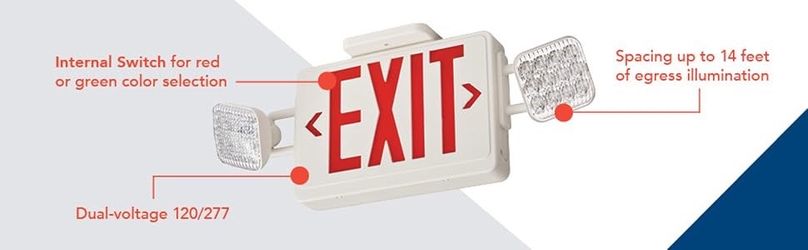 Lithonia Lighting Basics LED Exit Sign and Emergency Light Combo, White