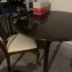 Beautiful Cherry Wood Table With Leaf… 4 Chairs, 2 With captain Chairs