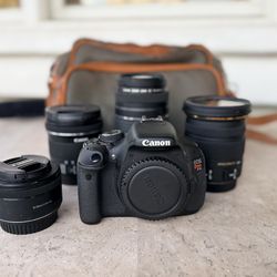 Canon T3i DSLR Bundle – 4 Lenses + 5 Batteries